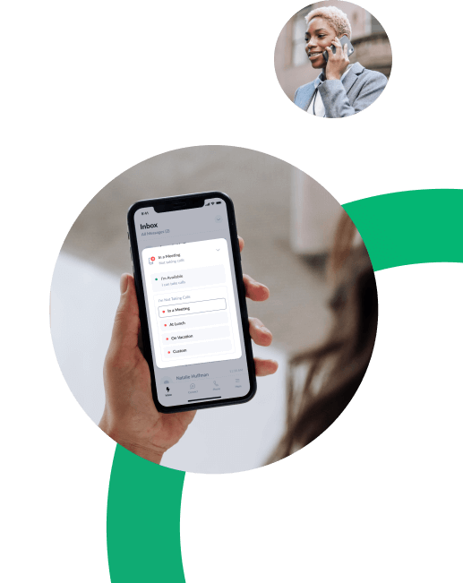 Receptionist with headphones