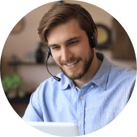 Male receptionist taking calls