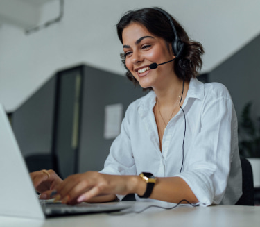 Female receptionist taking calls